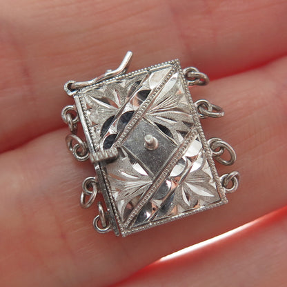 925 Sterling Silver Antique Engraved Lock Clasp for Bracelet / Necklace