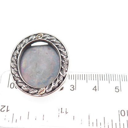 925 Sterling Silver 10K Gold Vintage Real Diamond Picture Frame Brooch / Pendant