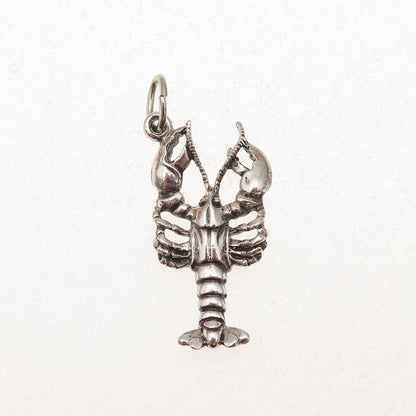 Beau 925 Sterling Silver Vintage Lobster Oxidized Charm Pendant