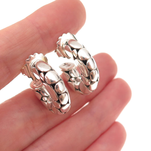 John Hardy 925 Sterling Silver Vintage Kali Pebble Hoop Earrings