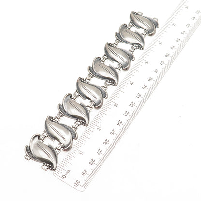 925 Sterling Silver Vintage Modernist Floral Oxidized Bracelet 7" (missing lock)