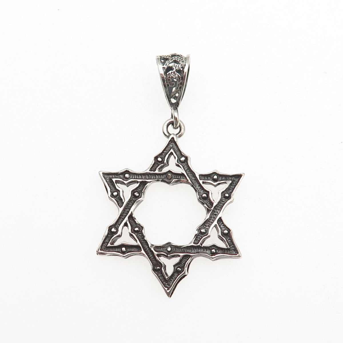 925 Sterling Silver Vintage Star of David Oxidized Charm Pendant