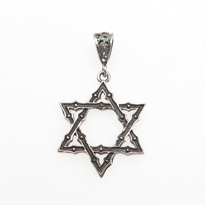 925 Sterling Silver Vintage Star of David Oxidized Charm Pendant