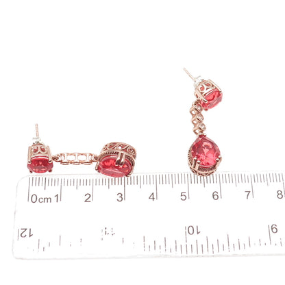 Chuck Clemency Sterling Gold Plated Pink Watermelon Quartz White Topaz Earrings