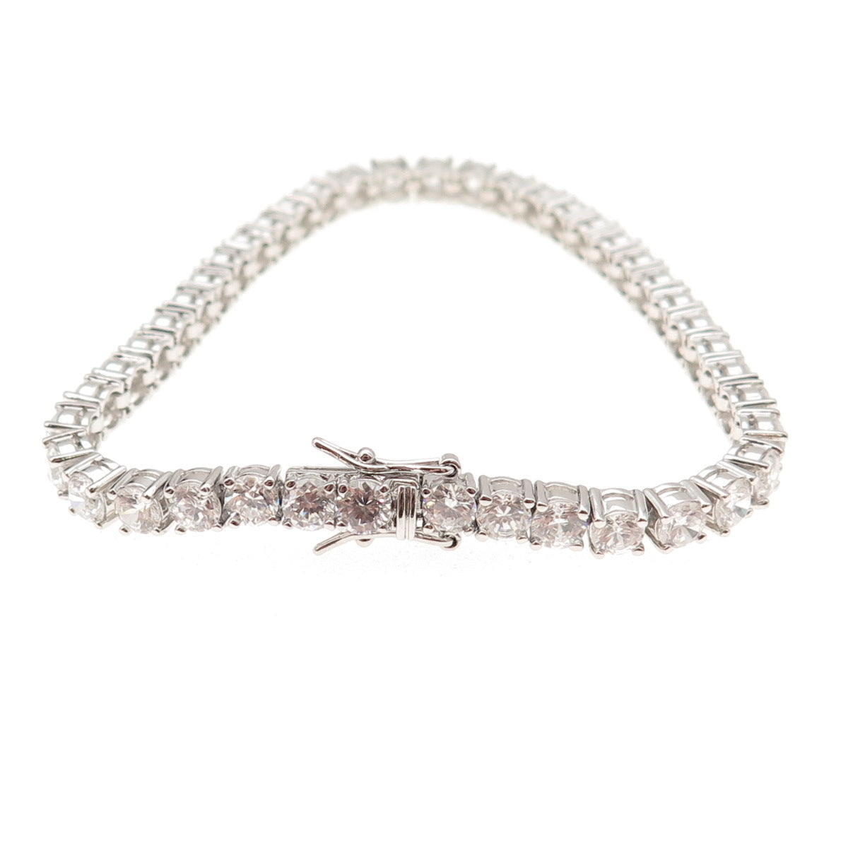 Ross Simons 925 Sterling Silver Round-Cut C Z Tennis Link Bracelet 7.5"