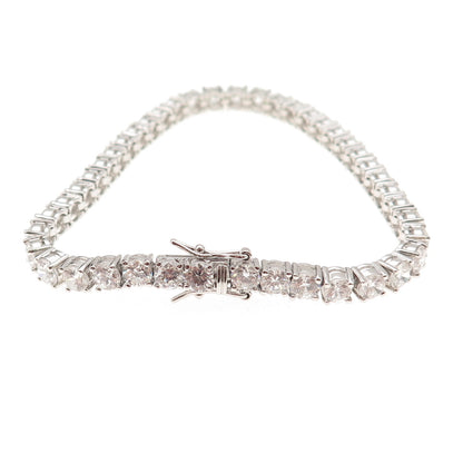 Ross Simons 925 Sterling Silver Round-Cut C Z Tennis Link Bracelet 7.5"