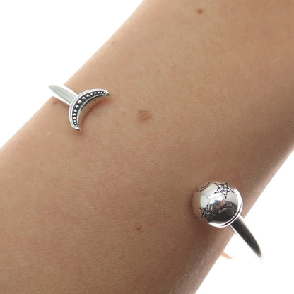 PANDORA Sterling Silver Crescent & Star Screw-Off Ball Adjustable Bracelet 6.75"