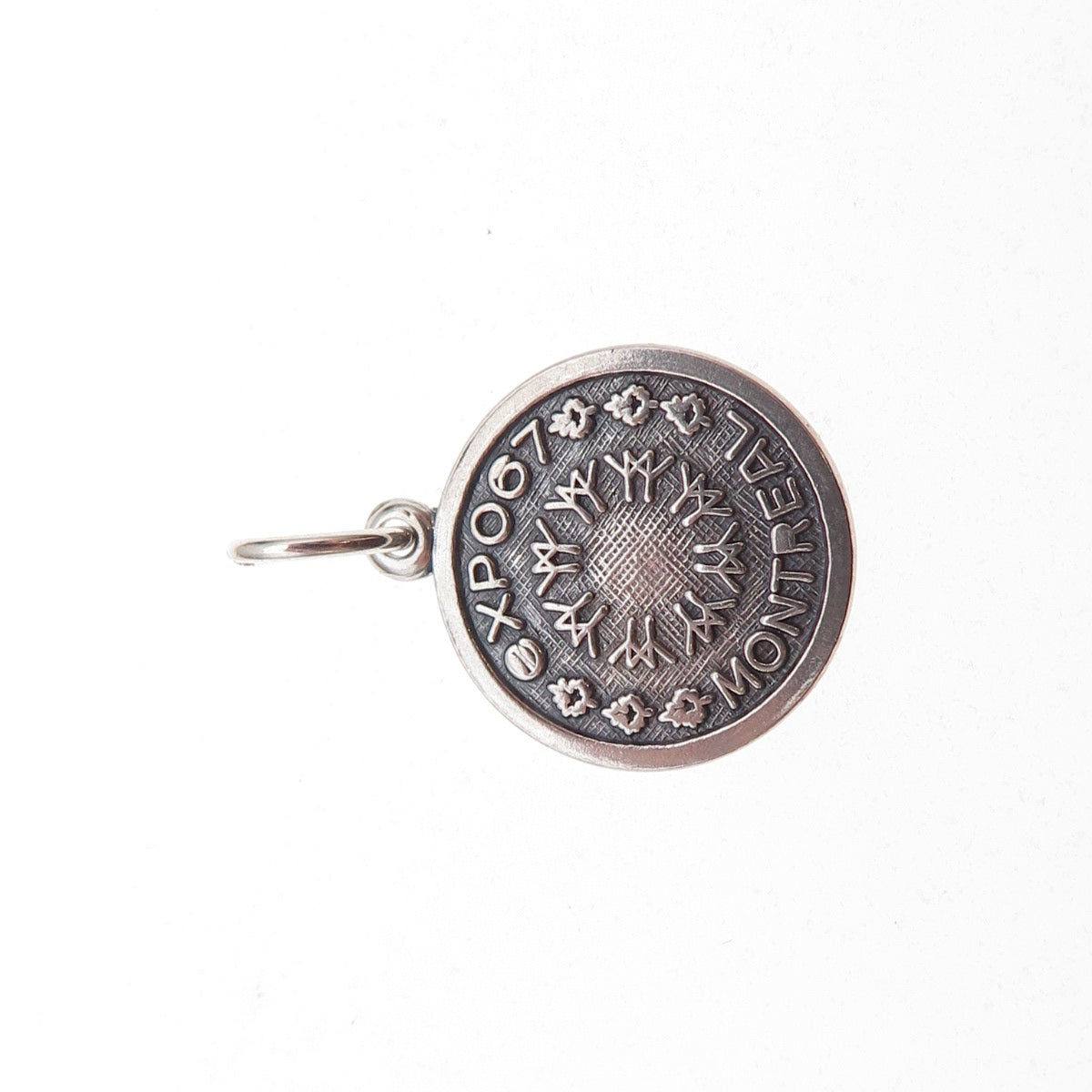 925 Sterling Silver Vintage 1967 Expo Friendship Oxidized Charm Pendant