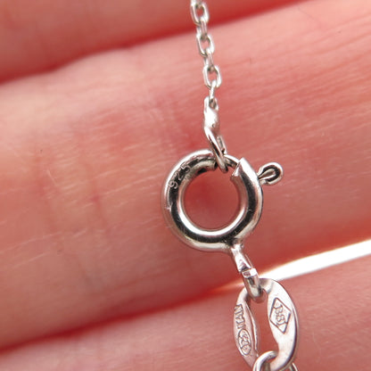 925 Sterling Silver Italy Round-Cut C Z Puffy Heart Cable Chain Necklace 16"