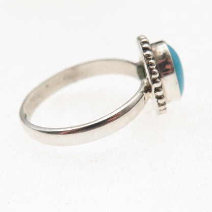 925 Sterling Silver Vintage Real Tyrone Turquoise Oxidized Ring Size 8.25
