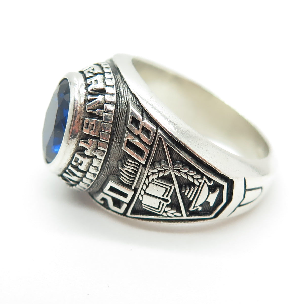 REED Sterling Lab-Created Sapphire 2008 Elias Bernstein School Ring Size 7.75