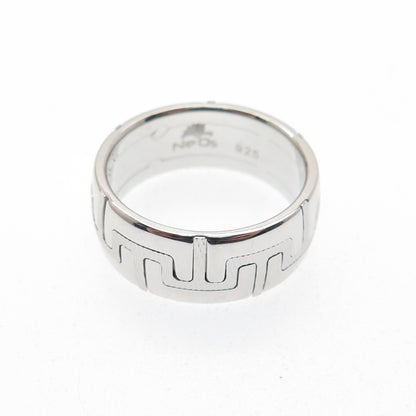 NEOS 925 Sterling Silver Textured Greek Maze Band Ring Size 7.75