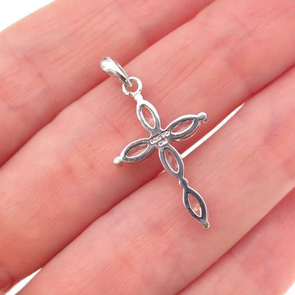 Felicia Design 925 Sterling Silver Marquise-Cut C Z Cross Charm Pendant
