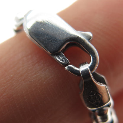 925 Sterling Silver Vintage Italy Round Box Chain Necklace 24"