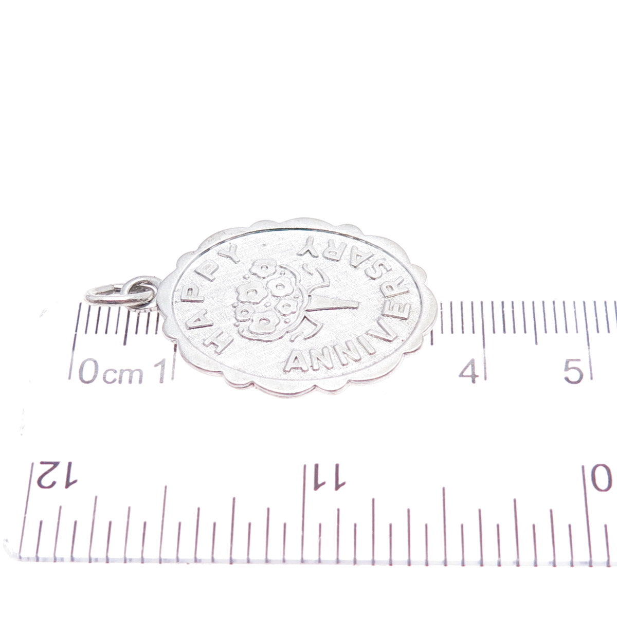 LAMODE 925 Sterling Silver Vintage Happy Anniversary Charm Pendant