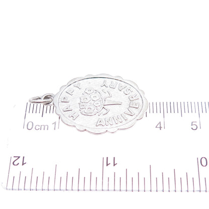 LAMODE 925 Sterling Silver Vintage Happy Anniversary Charm Pendant