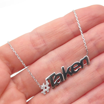 925 Sterling Silver Round-Cut C Z #Taken Cable Chain Necklace 16-18"