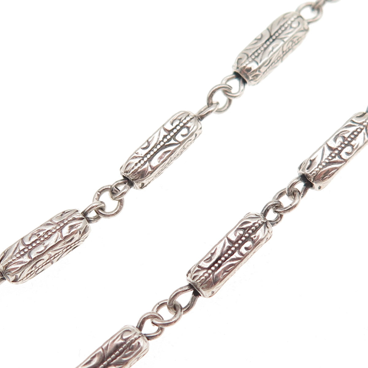 925 Sterling Antique Art Deco Jesus Sacred Heart Religious Rosary Chain 32"