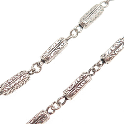 925 Sterling Antique Art Deco Jesus Sacred Heart Religious Rosary Chain 32"