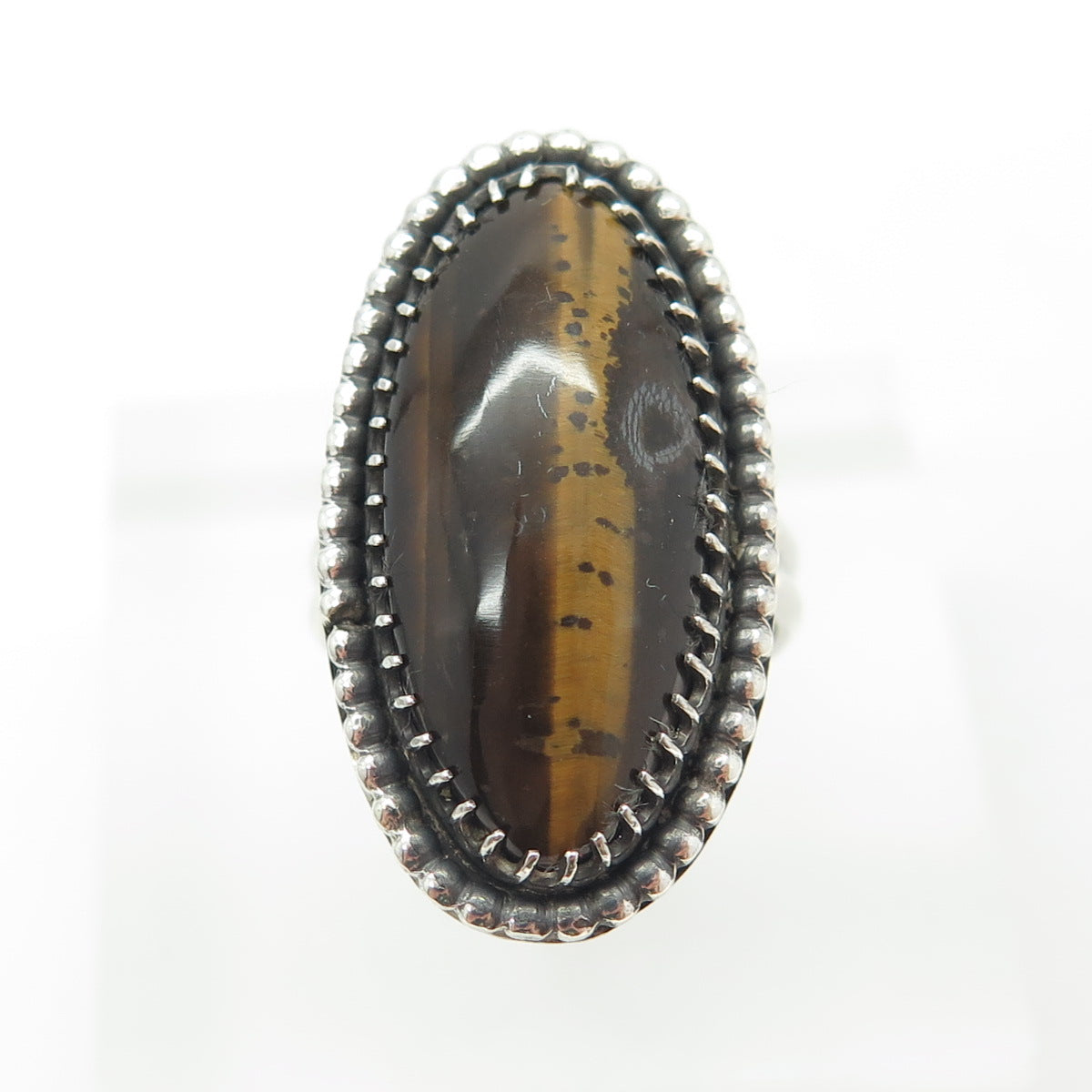 Old Pawn 925 Sterling Silver Vintage Southwestern Real Tiger Eye Ring Size 5