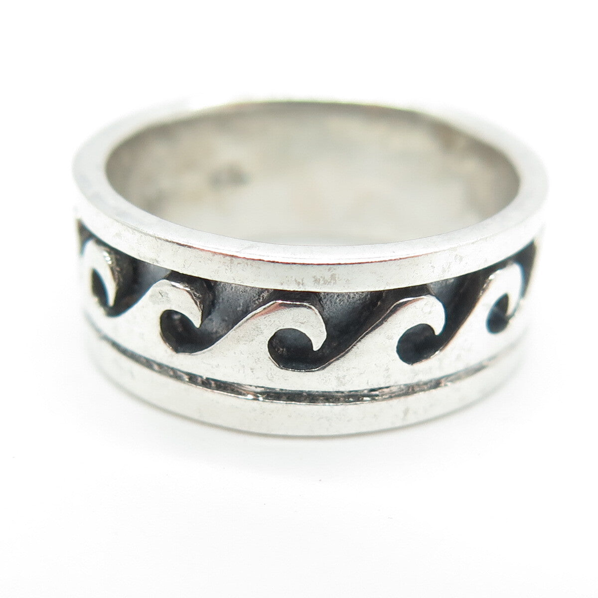 925 Sterling Silver Vintage Water Pattern Band Ring Size 6.5
