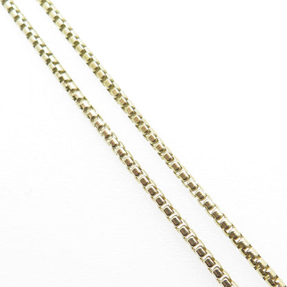 BSI 925 Sterling Silver Gold Plated Italy Round Box Chain Necklace 22"