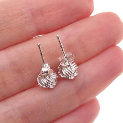 925 Sterling Silver Twisted Knot Stud Earrings