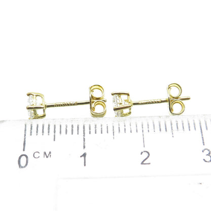 925 Sterling Silver Gold Plated Round-Cut Shaped C Z Stud Earrings