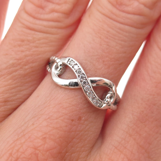 925 Sterling Silver Round-Cut C Z Infinity Ring Size 7.25
