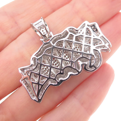 925 Sterling Silver Round-Cut C Z Fist Full of Cash Pendant