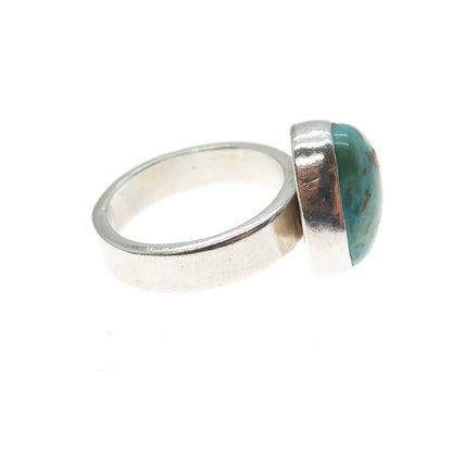 Old Pawn Sterling Silver Vintage Southwestern Kingman Turquoise Ring Size 6.75