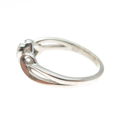 JASANI DESIGNS 925 Sterling Silver Real Diamond Couple Heart Ring Size 7