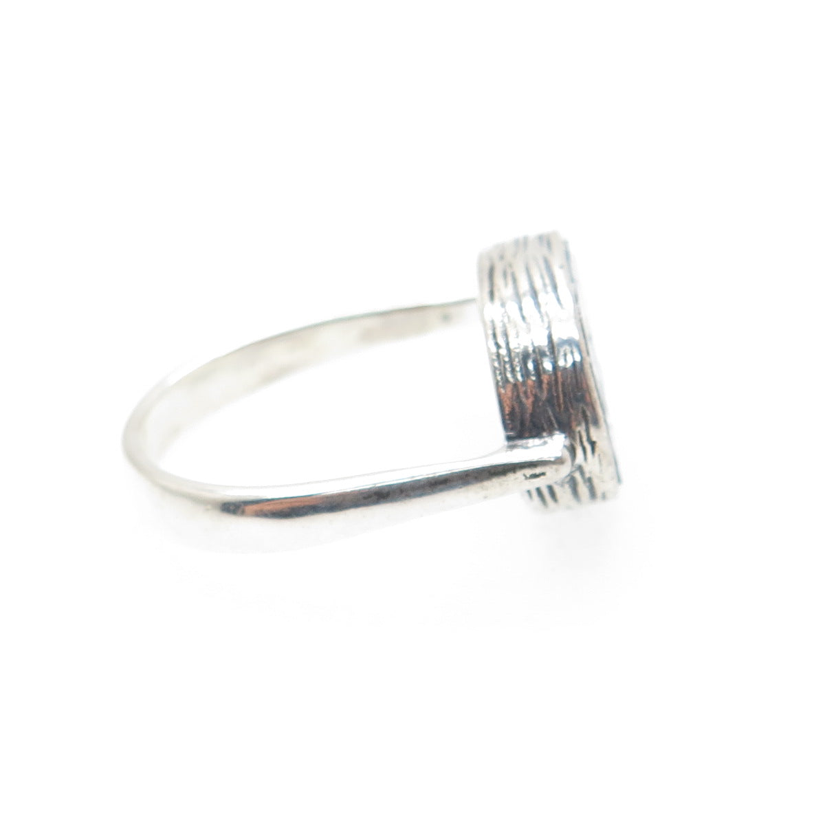 SAMUEL BENHAM 925 Sterling Silver Vintage Real Diamond Inlay Ring Size 5.5