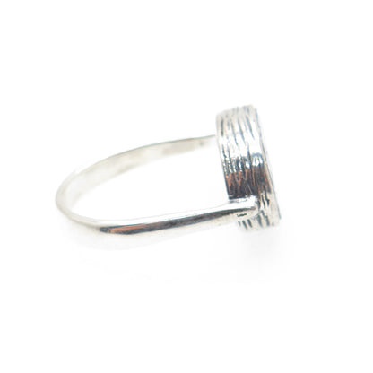 SAMUEL BENHAM 925 Sterling Silver Vintage Real Diamond Inlay Ring Size 5.5