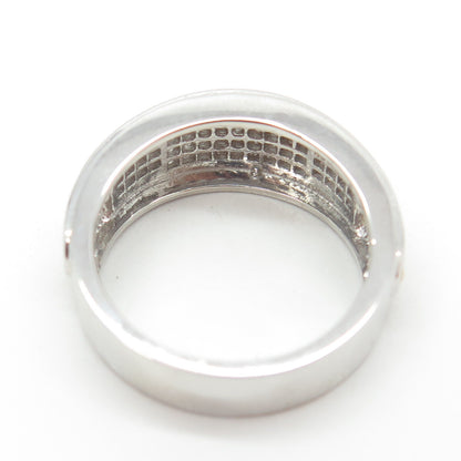 925 Sterling Silver 2-Tone Pave C Z Ring Size 7