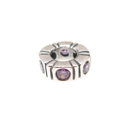 Pandora 925 Sterling Silver Purple C Z Trinity Spacer Slide Charm