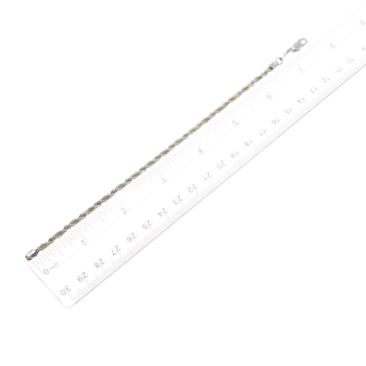 Oroamerica 925 Sterling Silver 14K Gold Vintage Twisted Rope Link Bracelet 7.25"