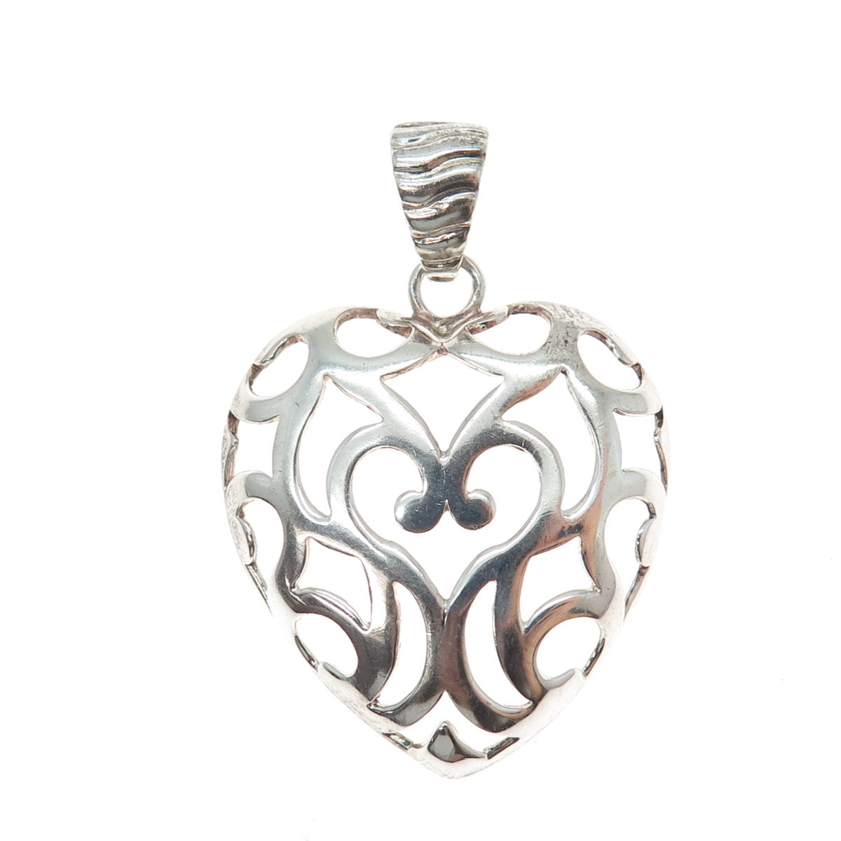 MILOR 925 Sterling Silver Vintage Italy Ornate Heart Charm Pendant