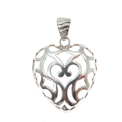 MILOR 925 Sterling Silver Vintage Italy Ornate Heart Charm Pendant
