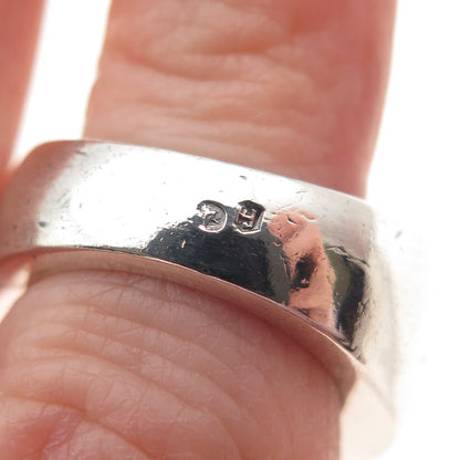 925 Sterling Silver Vintage Spain Modernist Ribbed Oxidized Ring Size 6