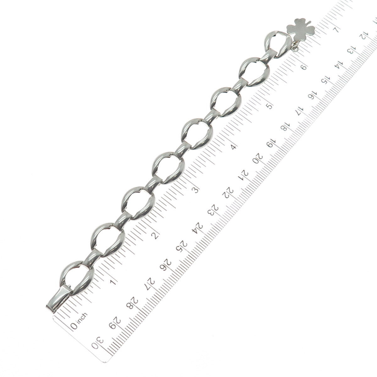 DANECRAFT 925 Sterling Silver Antique Art Deco Clover Charm Bracelet 6"