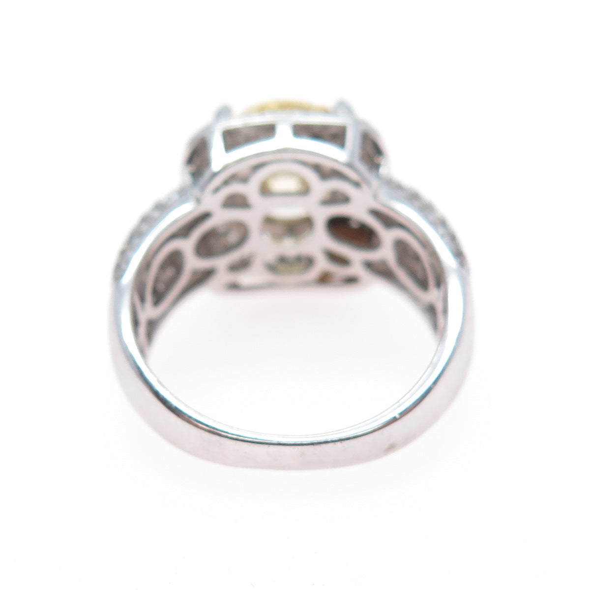 925 Sterling Silver Canary & White C Z Sparkle Ring Size 7
