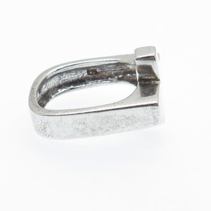 925 Sterling Silver Vintage Modernist Bypass Cross Ring Size 6.75