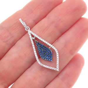 925 Sterling Silver Round-Cut Blue & White Petal Charm Pendant