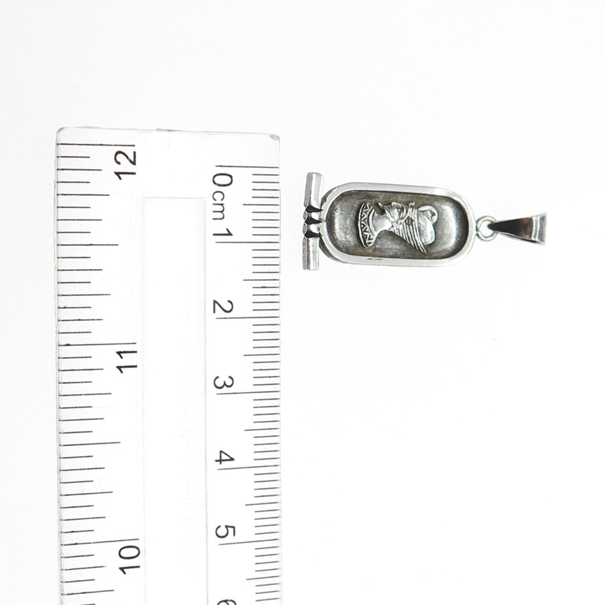 800 Silver Vintage Egyptian Pharaoh Cartouche Oxidized Charm Pendant