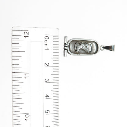 800 Silver Vintage Egyptian Pharaoh Cartouche Oxidized Charm Pendant
