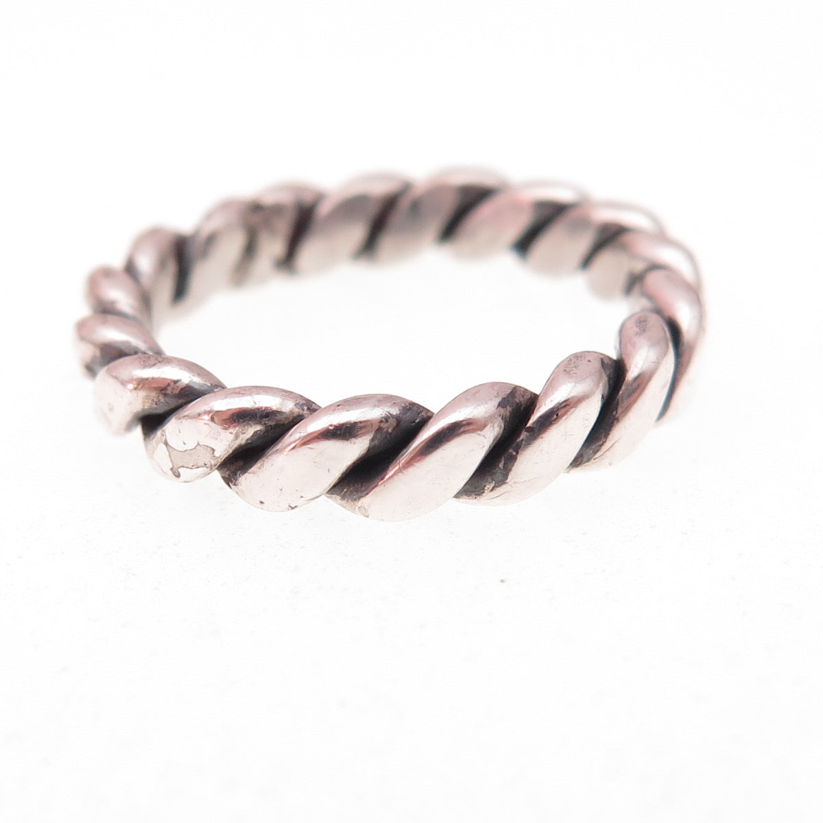 925 Sterling Silver Vintage Twisted Oxidized Band Ring Size 7.5