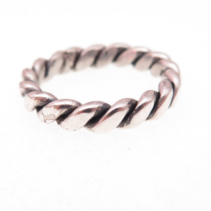 925 Sterling Silver Vintage Twisted Oxidized Band Ring Size 7.5