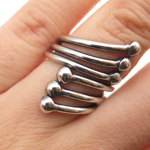 925 Sterling Silver Vintage Modernist Bypass Oxidized Adjustable Ring Size 6.5