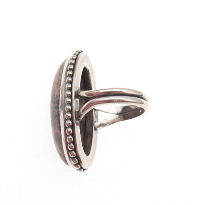 Old Pawn 925 Sterling Silver Vintage Southwestern Rhodonite Ring Size 3.75